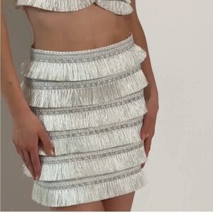 Designer metallic fringe skirt